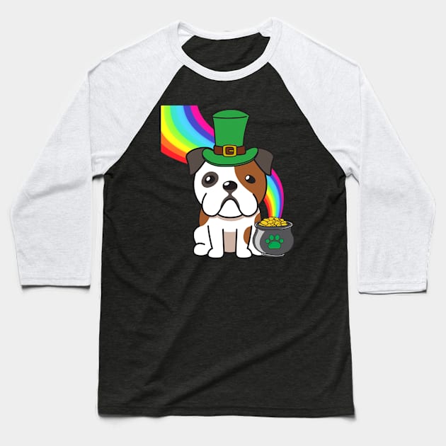 Funny bulldog celebrates st patricks day Baseball T-Shirt by Pet Station